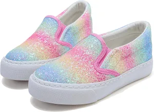 Girls Sparkle Slip-on Shoes Toddlers Canvas Sneakers Light Weight Comfortable Causal Running Shoes Skin-Friendly