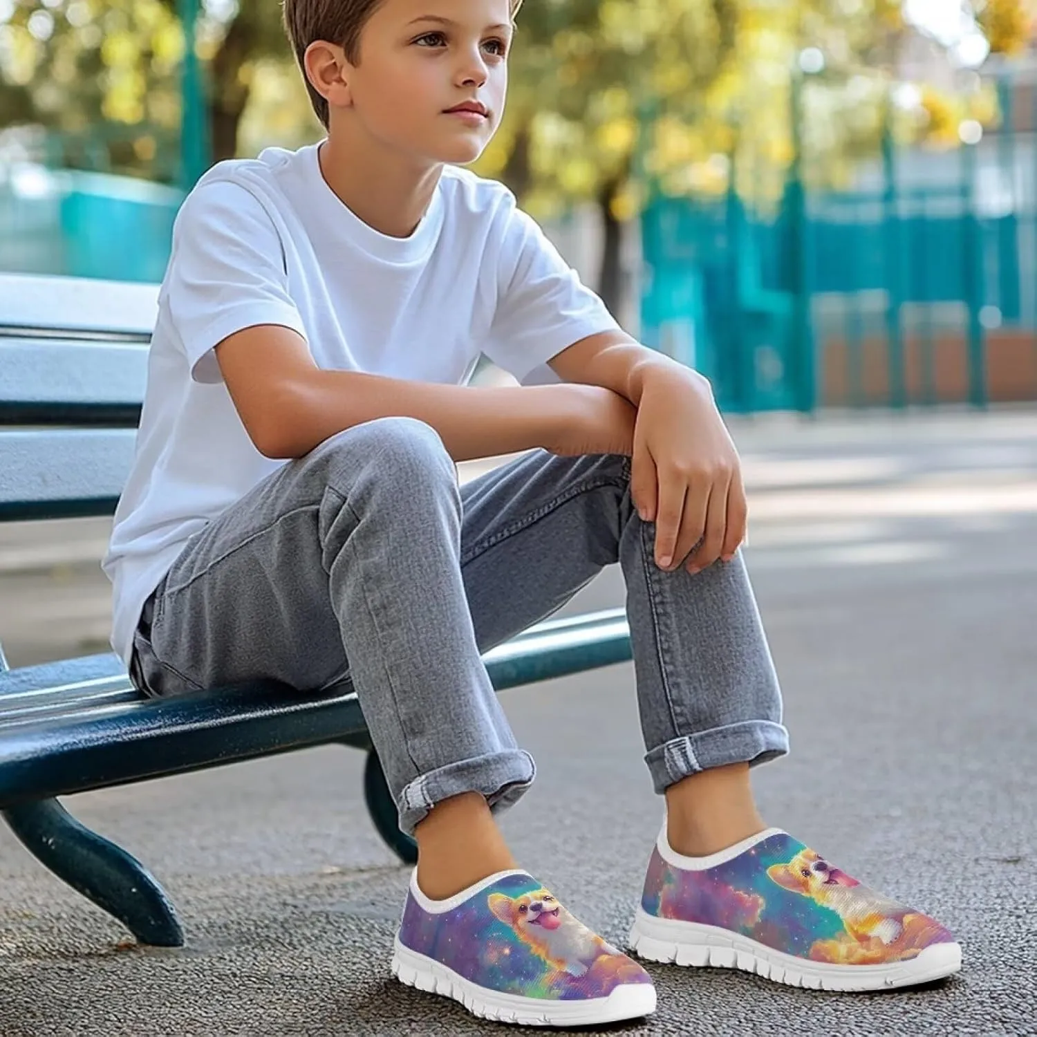 Girls Tennis Shoes Cute Little Kid Slip On Sneakers School Running Shoes