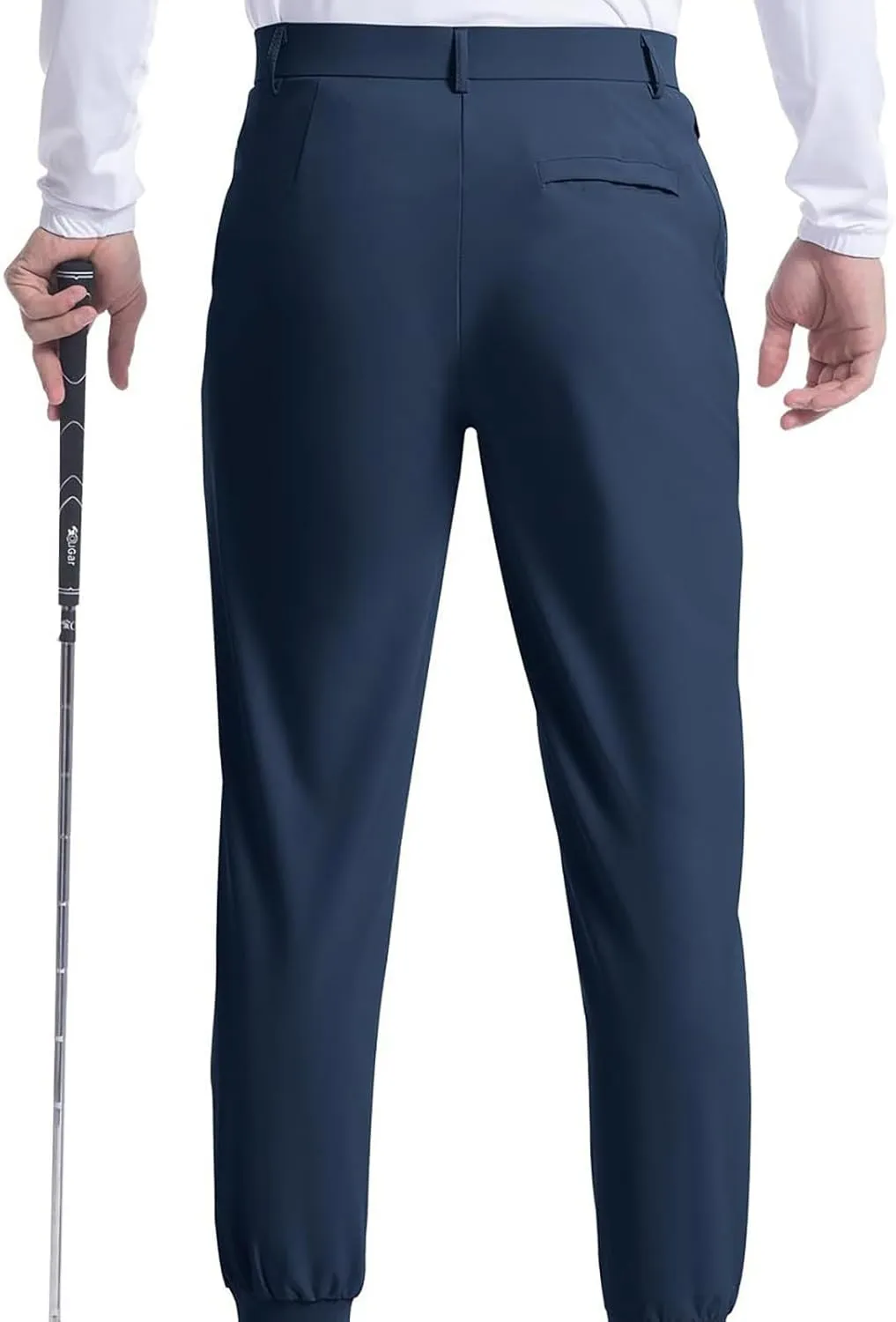 Golf Pants for Mens Front Button Tapered Trousers Slim Fit Lightweight Running Jogger Travel Work Pants with Pockets