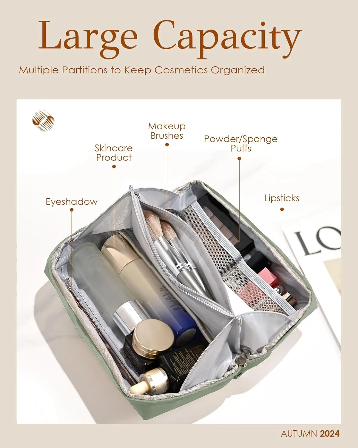 Graduation Gifts - Initial Makeup Bag for Women Girls, Bridesmaid Gifts, Thank You Gifts Idea, Gifts for Women, Large Capacity & Wide Open Cosmetic Toiletry Bags, Friends Gift