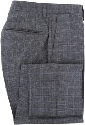 Gray Plaid Wool Pants - Slim