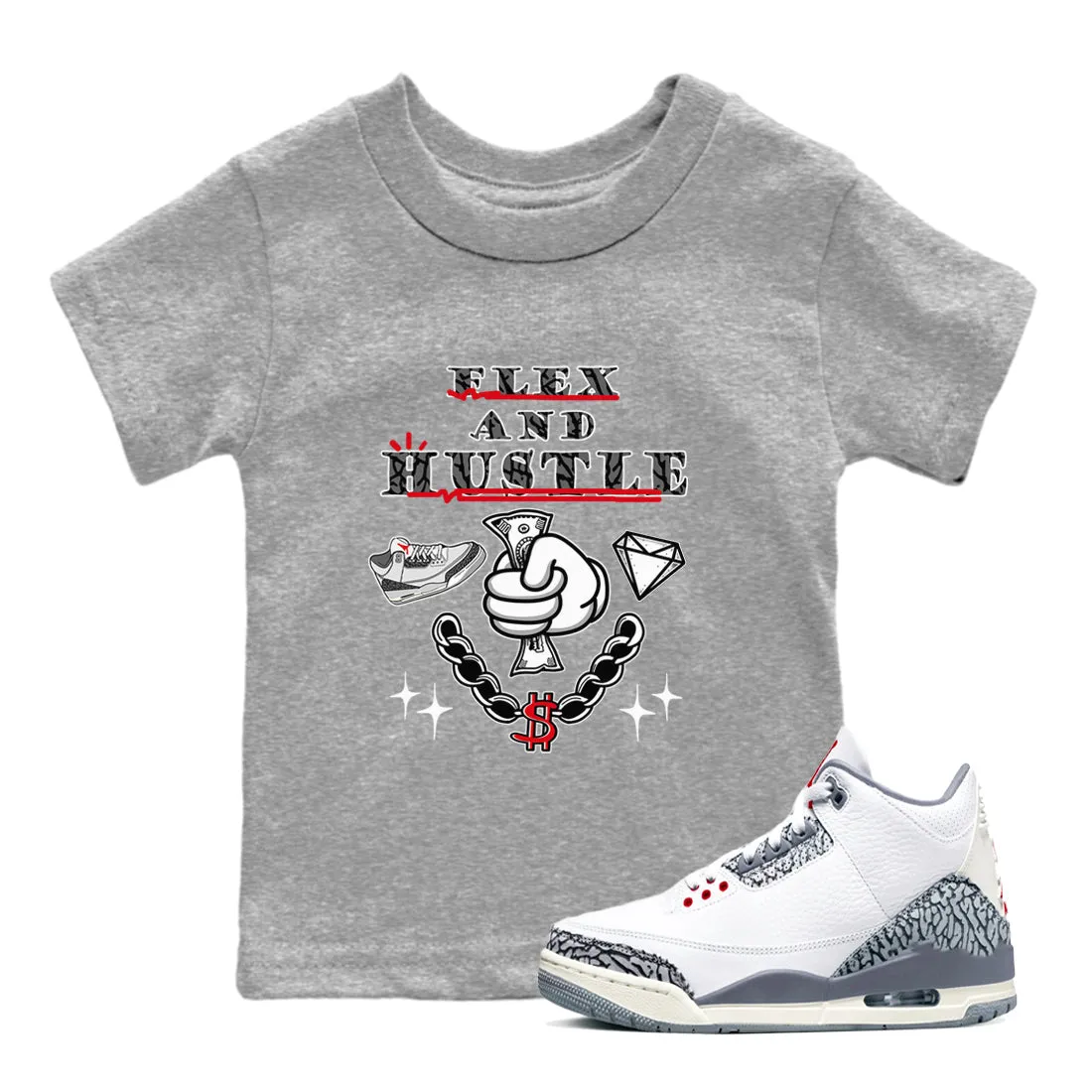 Grey Hustle SNRT Kids Tees Air Live chat support Jordan Sneaker Seamless integration Flex 3 - And Cement