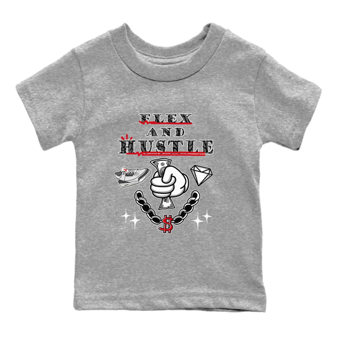 Grey Hustle SNRT Kids Tees Air Live chat support Jordan Sneaker Seamless integration Flex 3 - And Cement