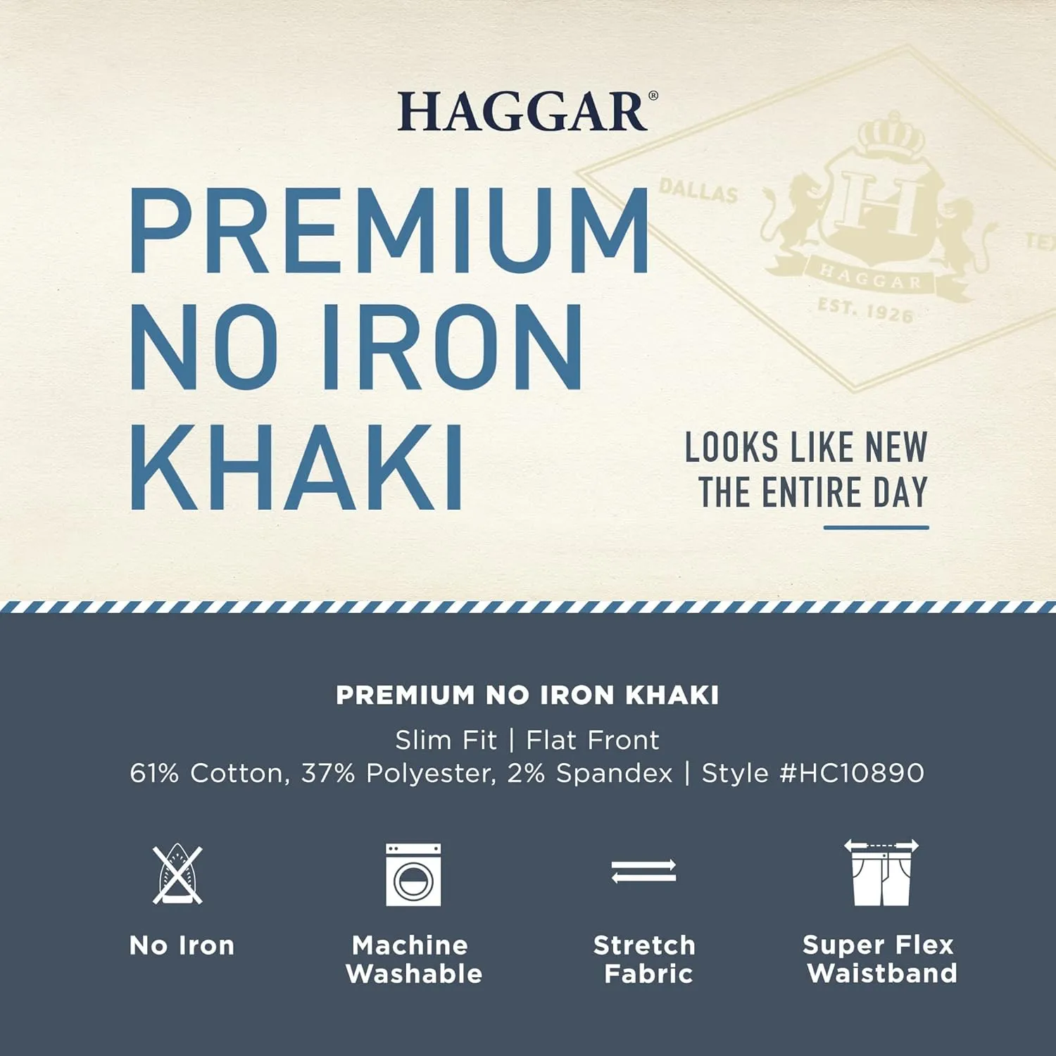 Haggar Men's Premium No Iron Khaki Slim Fit Flat Front Casual Pant