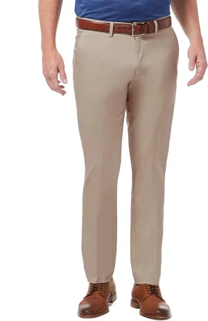 Haggar Men's Premium No Iron Khaki Slim Fit Flat Front Casual Pant