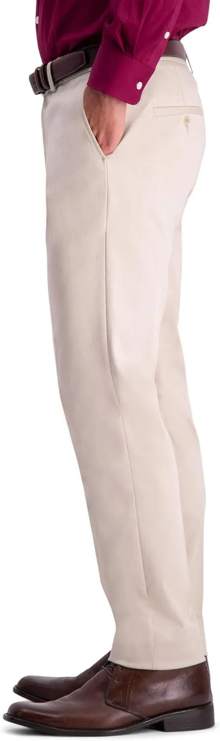 Haggar Men's Premium No Iron Khaki Slim Fit Flat Front Casual Pant