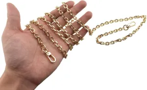HAHIYO Mini Pochette Purse Chain Strap Thin Wide 6mm for LV Length 55.1 inches Thick 2mm Shiny Gold for Shoulder Cross Body Sling Handbag Wallet Clutch Comfortable Flat Metal Strap 1 Pack