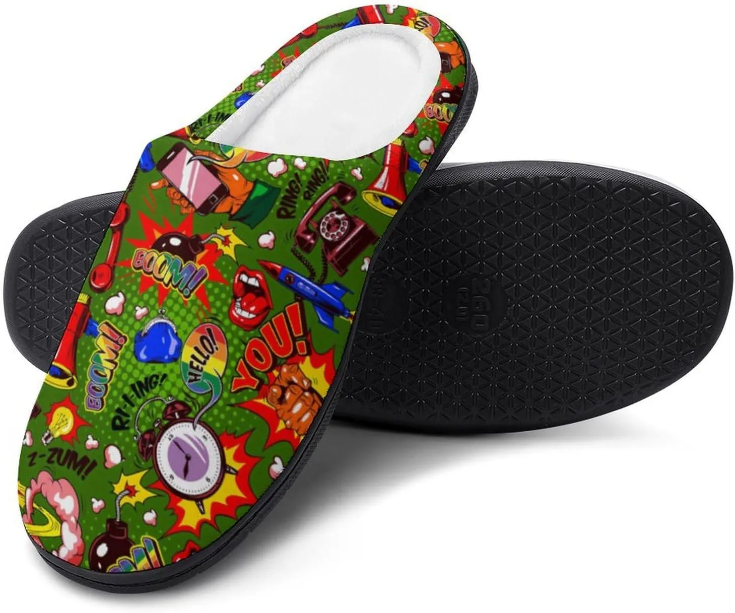 Halloween Slippers For Women Men Warm Cotton House Slippers Hard Sole Comfy Clog Slippers Slip-On Shoes Indoor Outdoor