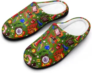 Halloween Slippers For Women Men Warm Cotton House Slippers Hard Sole Comfy Clog Slippers Slip-On Shoes Indoor Outdoor