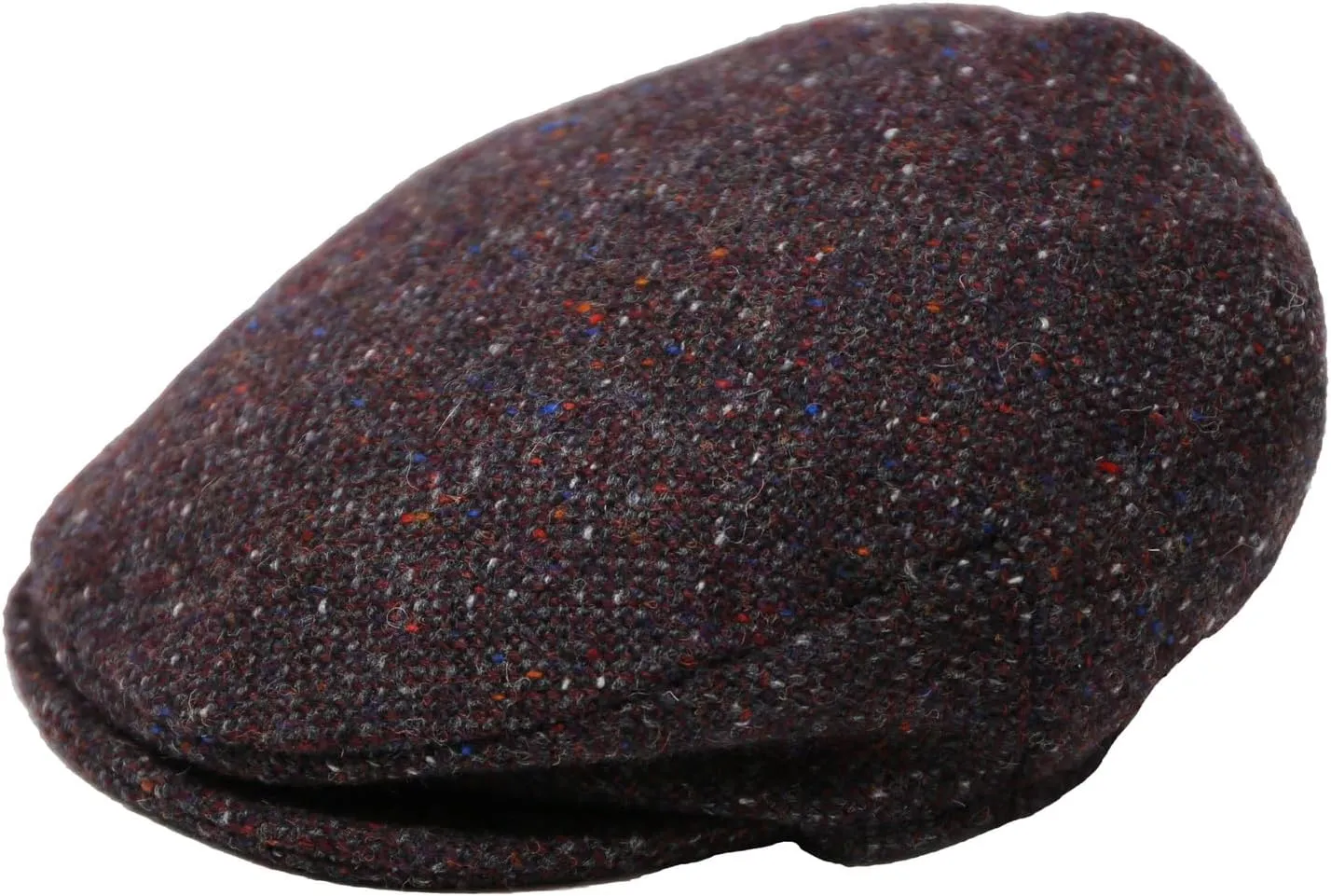 Hanna Hats for Men Donegal Tweed Vinatge Flat Cap - Driving Cap - Made in Ireland -100% Wool Tweed (US, Alpha, X-Large, Maroon & Charcoal Salt & Pepper)