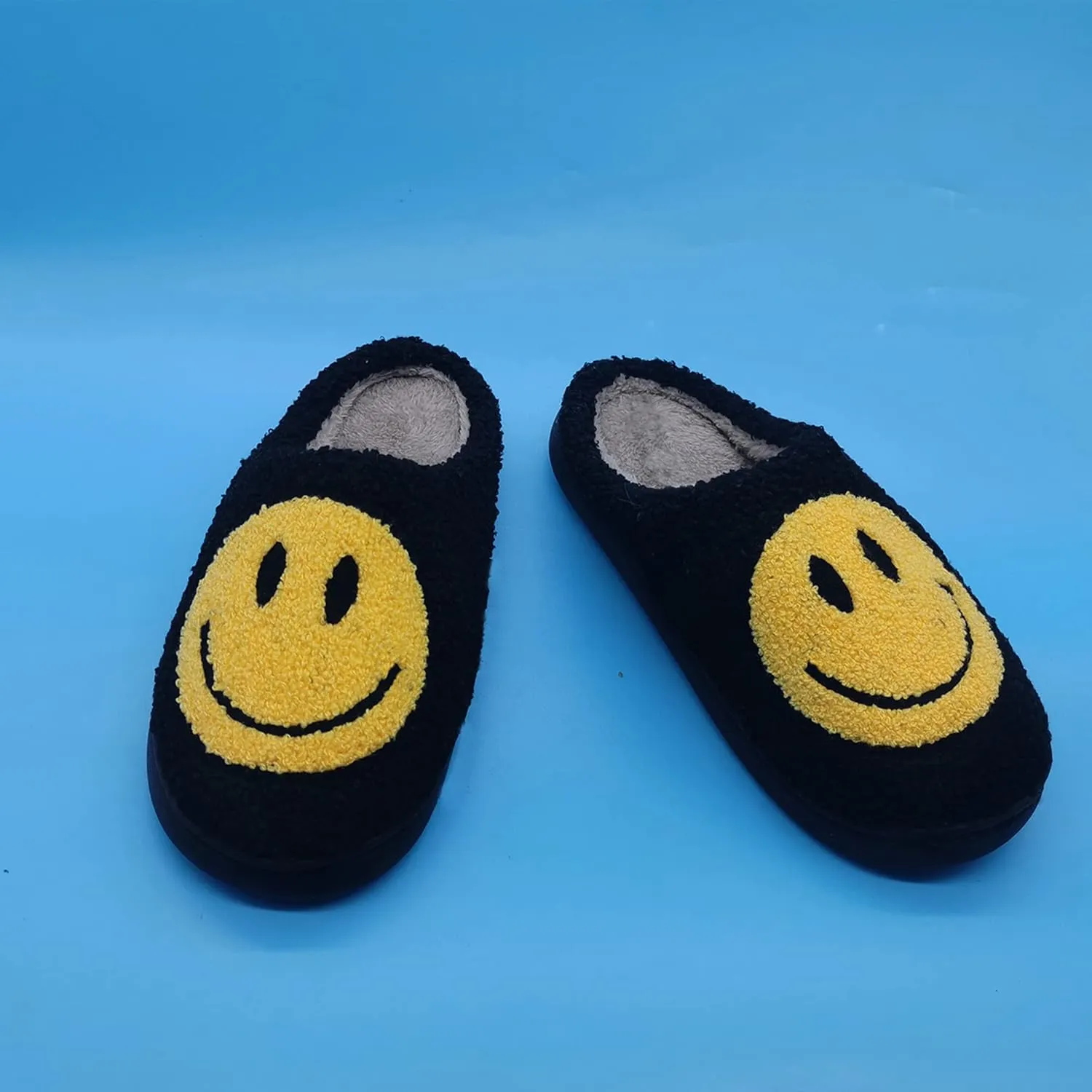 Happy Face Slippers Retro Cozy Comfy Plush Warm Slip-on Slippers Winter Soft Fuzzy Indoor House Shoes with Memory Foam for Men Women…