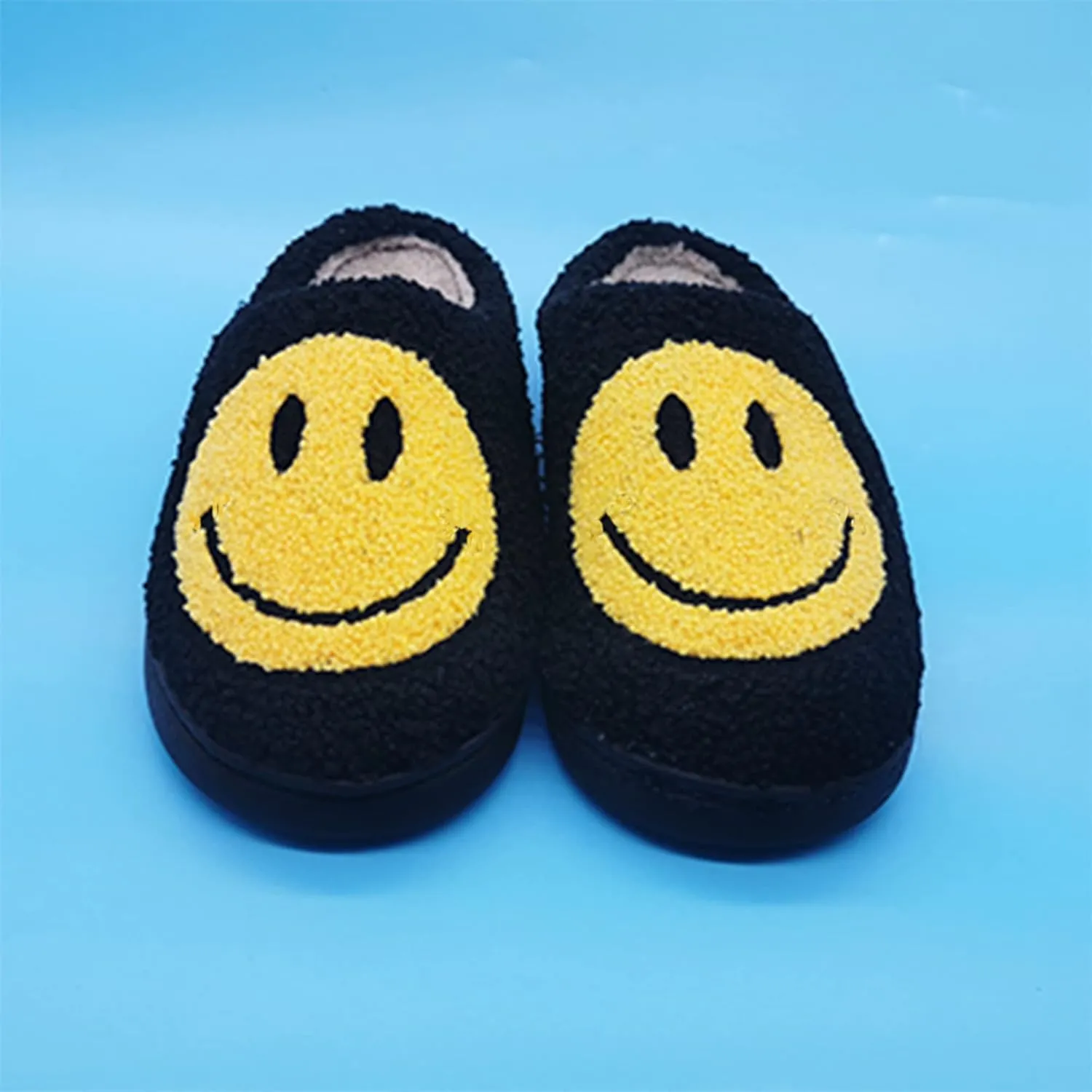 Happy Face Slippers Retro Cozy Comfy Plush Warm Slip-on Slippers Winter Soft Fuzzy Indoor House Shoes with Memory Foam for Men Women…