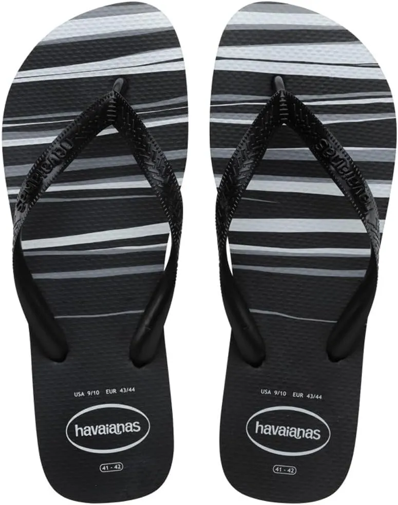 Havaianas Men Top Basic Flip Flops - Men's Summer Sandals - Black/White, 9/10
