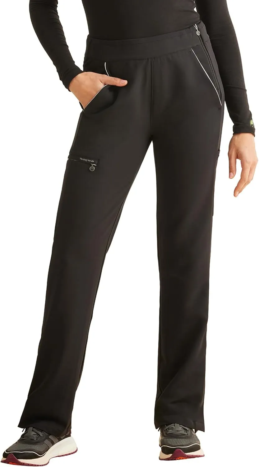 Healing Hands Women's Scrub Pant Mid Rise Nissa with 6 Pockets, Moisture Wicking, 360° Stretch & Recycled Poly - HH100