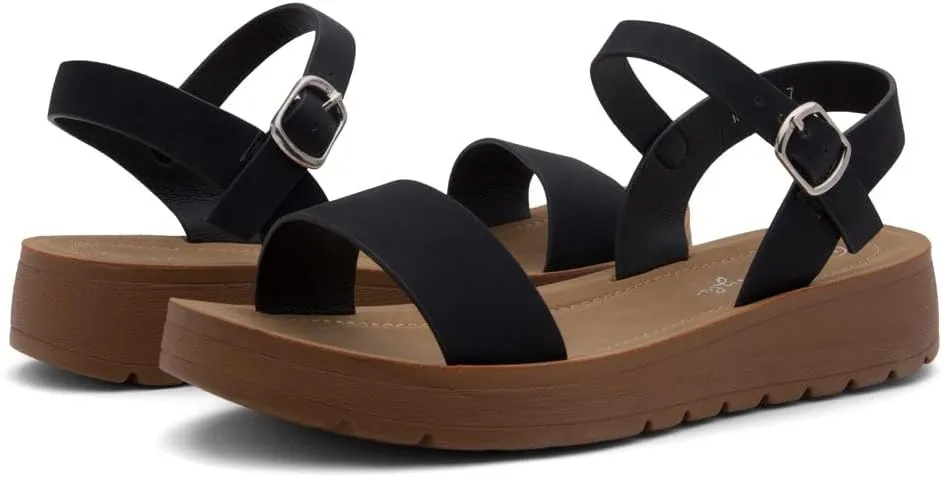 Herstyle MARINNA Women's Flat Sandals, Open Toe Single Band Ankle Strap Buckled Casual Flat Sandals with Cushioned Footbed for Walking and Summer Wear