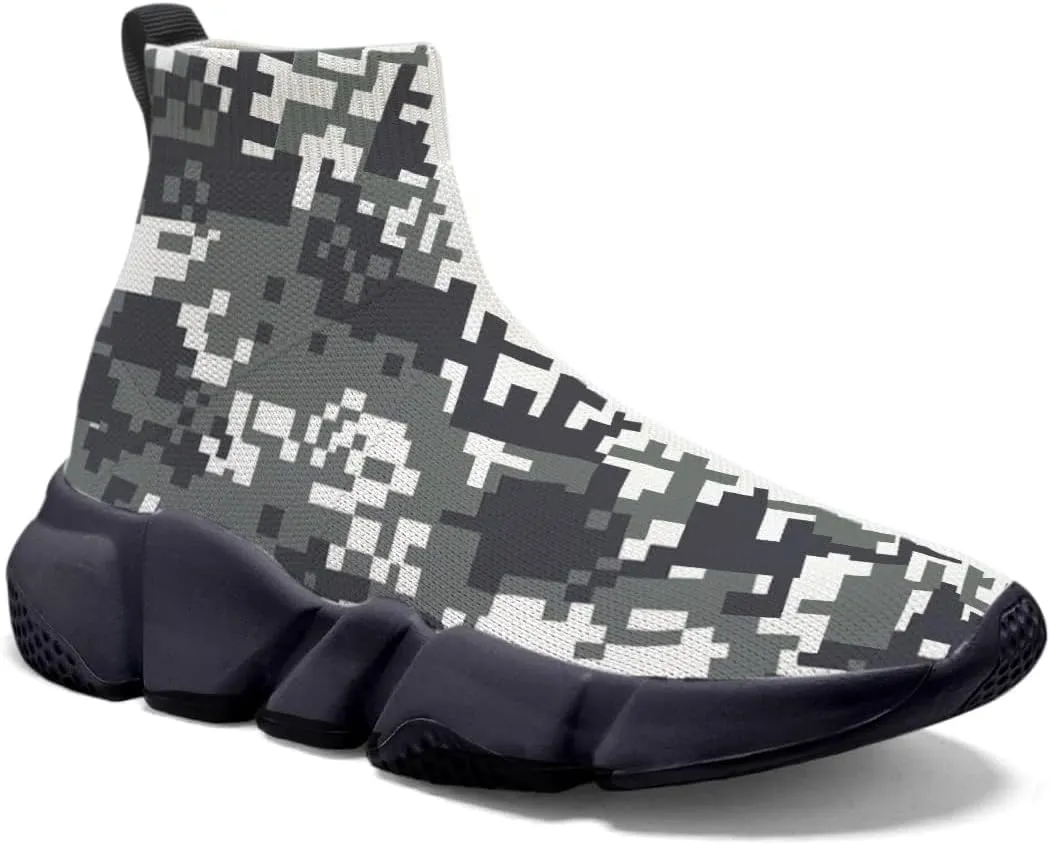 Hetios Men's Camouflage Shoes - Lightweight Breathable Walking Shoes Sock Shoes Workout Casual Running Shoes