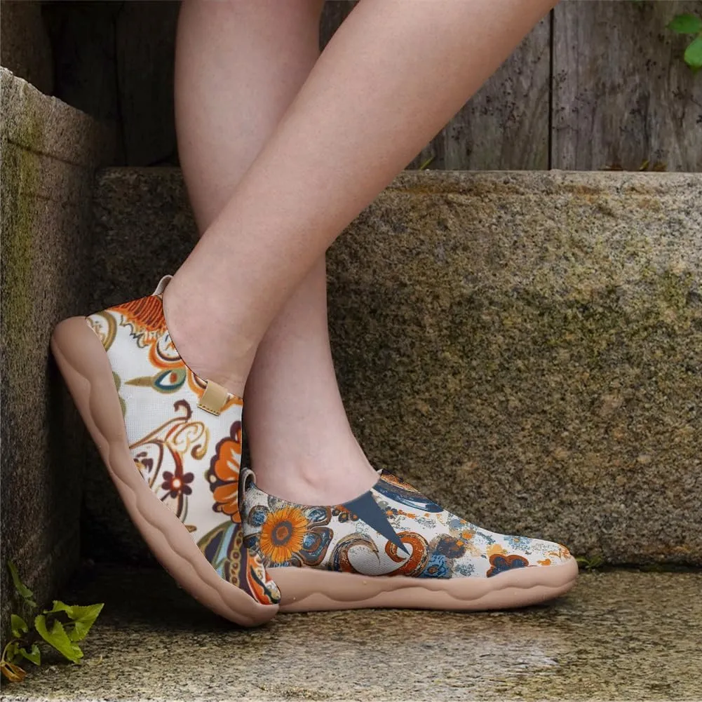 Hetios Women's Casual Slip On Loafers Walking Comfortable Knit Mesh Ladies Painted Travel Shoes