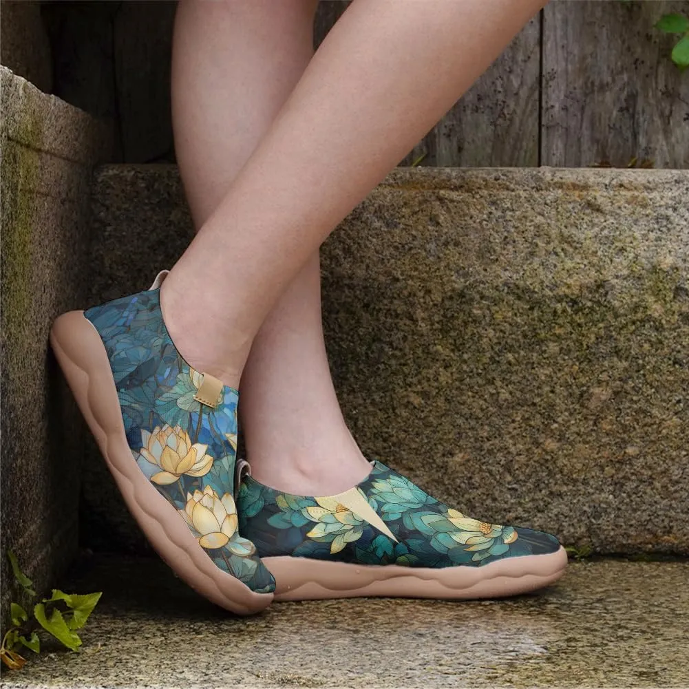 Hetios Women's Casual Slip On Loafers Walking Comfortable Knit Mesh Ladies Painted Travel Shoes