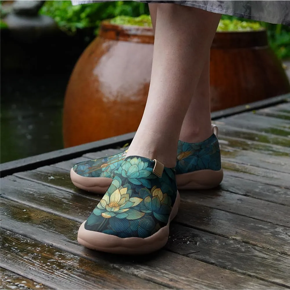 Hetios Women's Casual Slip On Loafers Walking Comfortable Knit Mesh Ladies Painted Travel Shoes