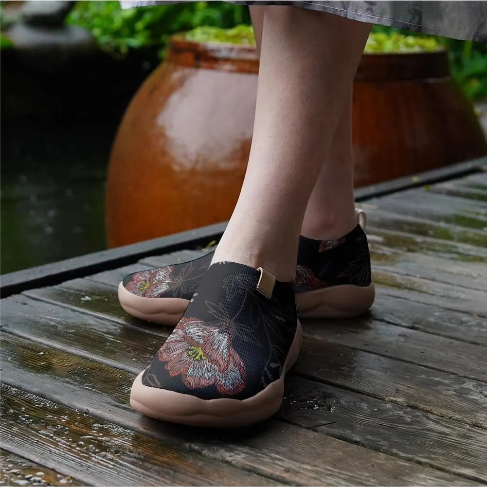 Hetios Women's Casual Slip On Loafers Walking Comfortable Knit Mesh Ladies Painted Travel Shoes