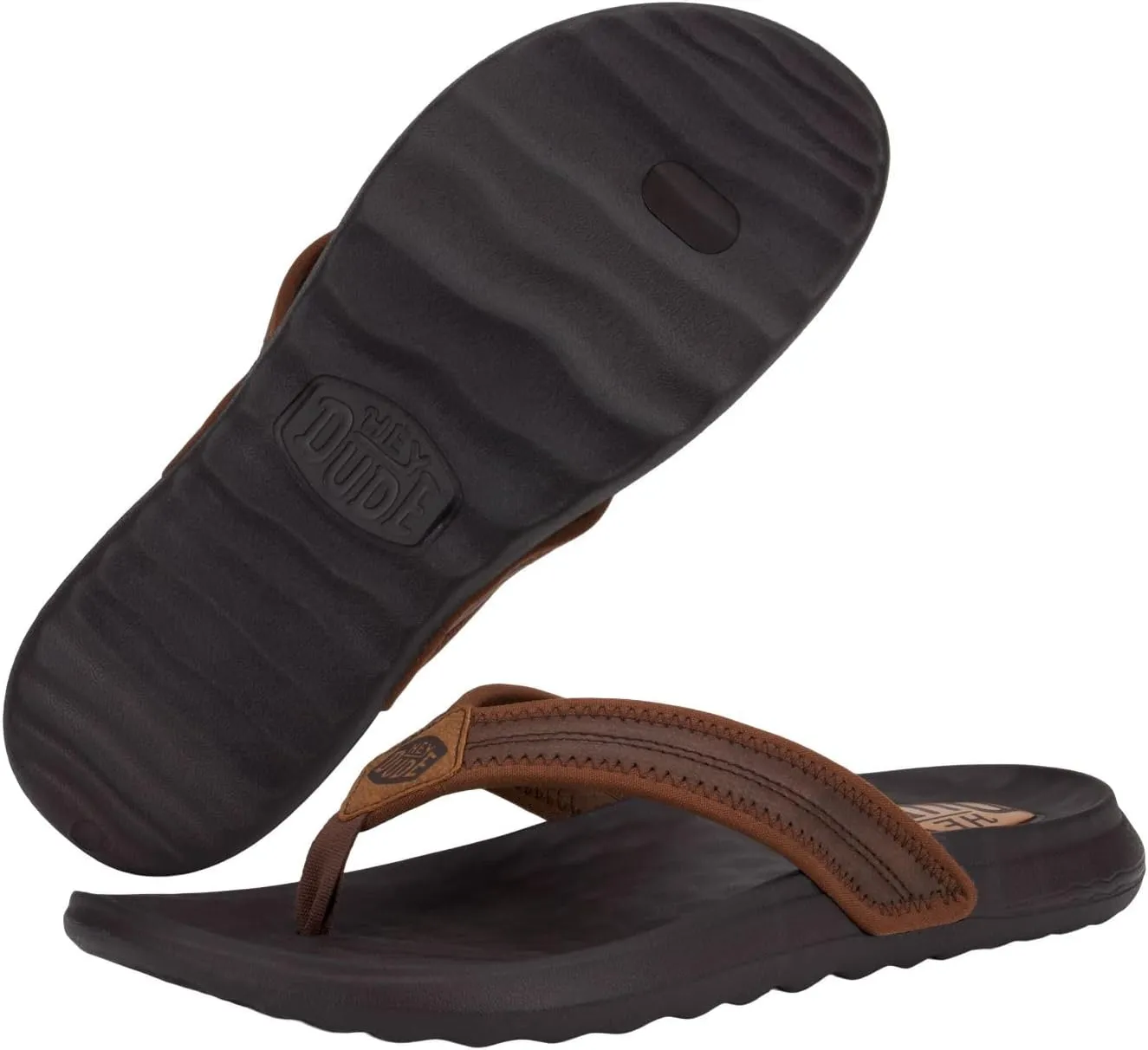 Hey Dude Men's Myers Flip Classic Black/Black | Men's Shoes | Men Slip-on Sandals | Comfortable & Light-Weight