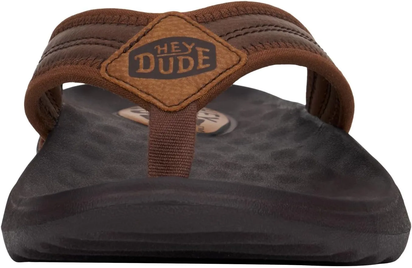 Hey Dude Men's Myers Flip Classic Black/Black | Men's Shoes | Men Slip-on Sandals | Comfortable & Light-Weight