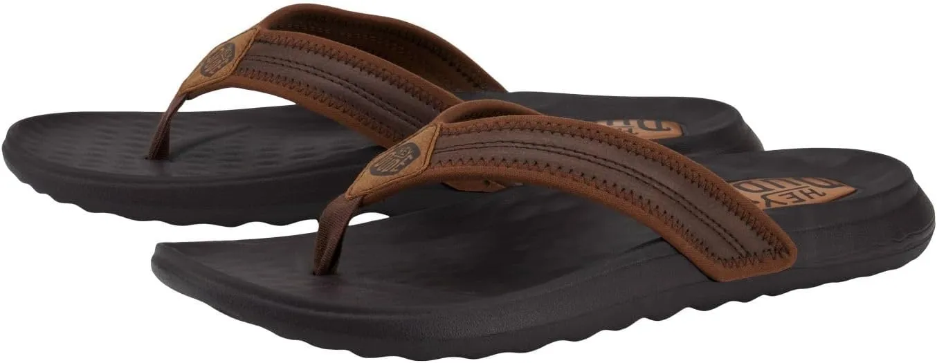 Hey Dude Men's Myers Flip Classic Black/Black | Men's Shoes | Men Slip-on Sandals | Comfortable & Light-Weight