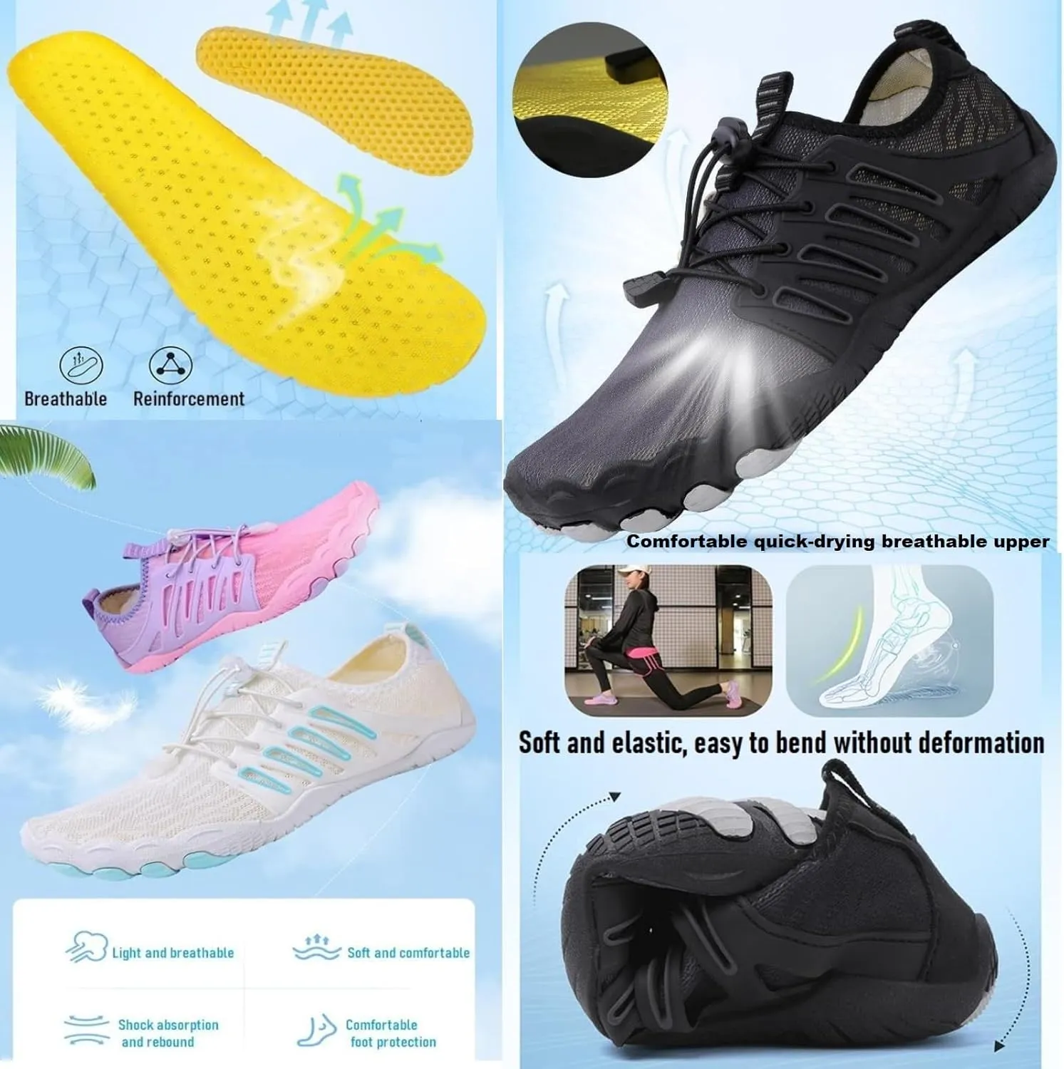 Hike Barefoot Shoes Women,2025 New Hiking Barefoot Shoes for Women Men , Breathable & Non-Slip Athletic Footwear, comfortable breathable zero-drop trail running shoes, Water Shoes Women Men ，quick-drying non-slip wide-toe box water shoes