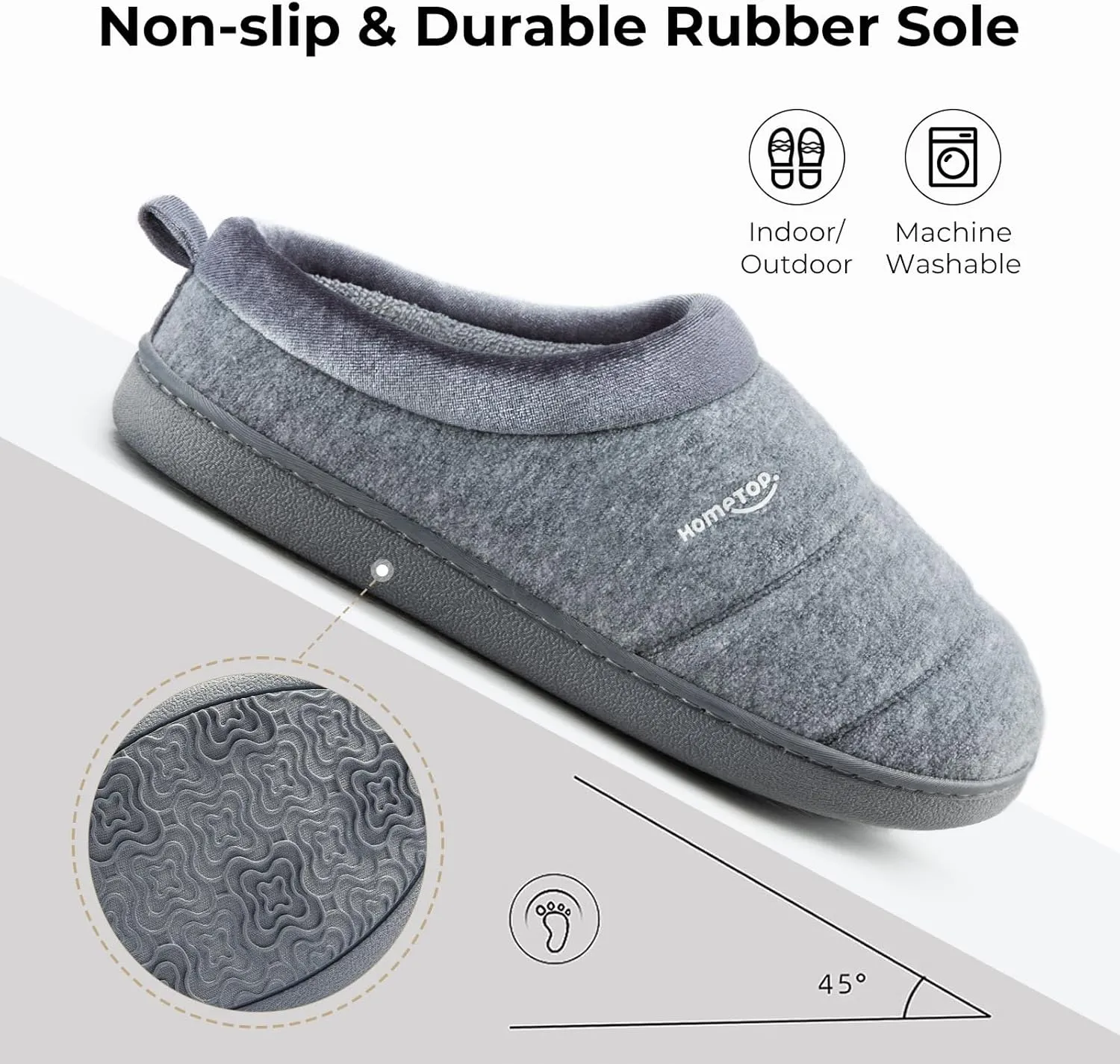 HomeTop Women's Comfy Quilted Slipper Soft Cashmere Like Slip on Memory Foam House Shoe