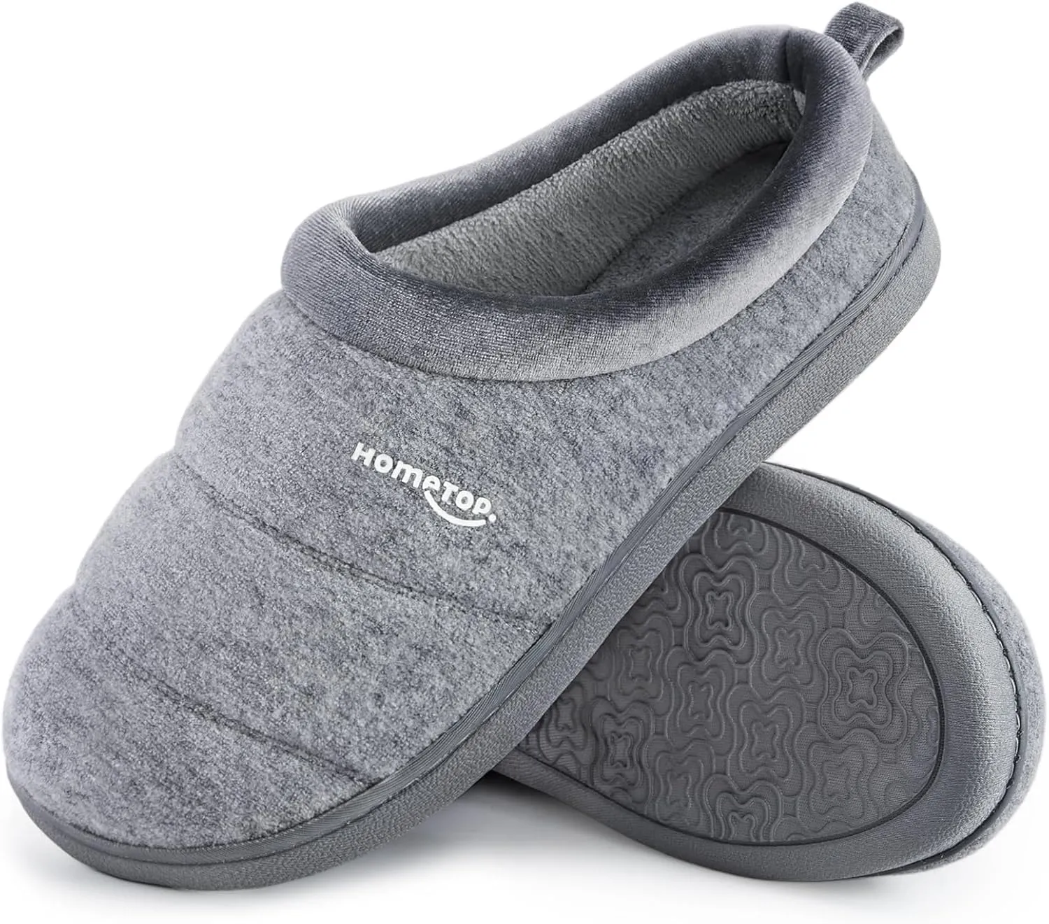 HomeTop Women's Comfy Quilted Slipper Soft Cashmere Like Slip on Memory Foam House Shoe