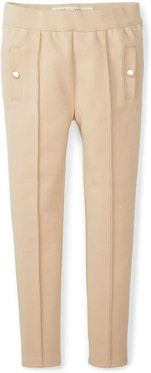 Hope & Henry Girls' Ponte Pants with Button Details