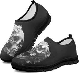 Howilath Skull Print Slip on Shoes for Men Casual House Shoes Running Sneakers Hands Free Shoes with Anti-Slip Sole