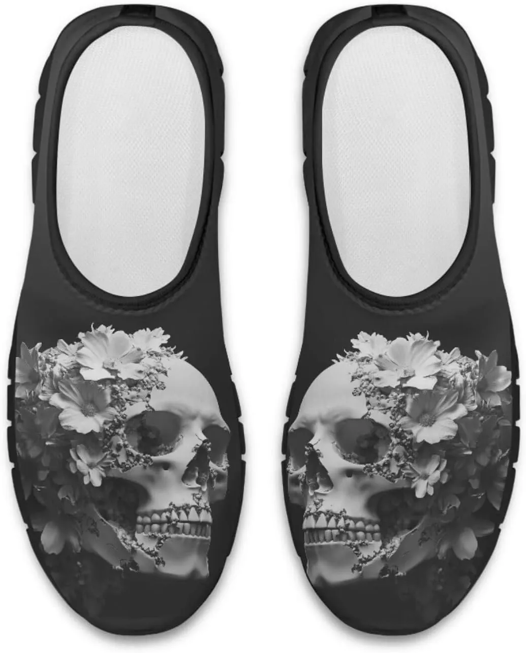 Howilath Skull Print Slip on Shoes for Men Casual House Shoes Running Sneakers Hands Free Shoes with Anti-Slip Sole