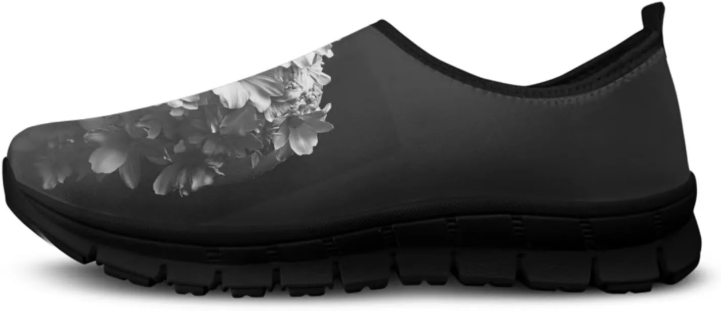 Howilath Skull Print Slip on Shoes for Men Casual House Shoes Running Sneakers Hands Free Shoes with Anti-Slip Sole