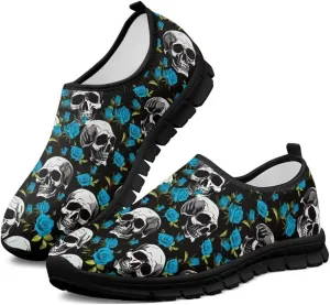 Howilath Skull Print Slip on Shoes for Men Casual House Shoes Running Sneakers Hands Free Shoes with Anti-Slip Sole
