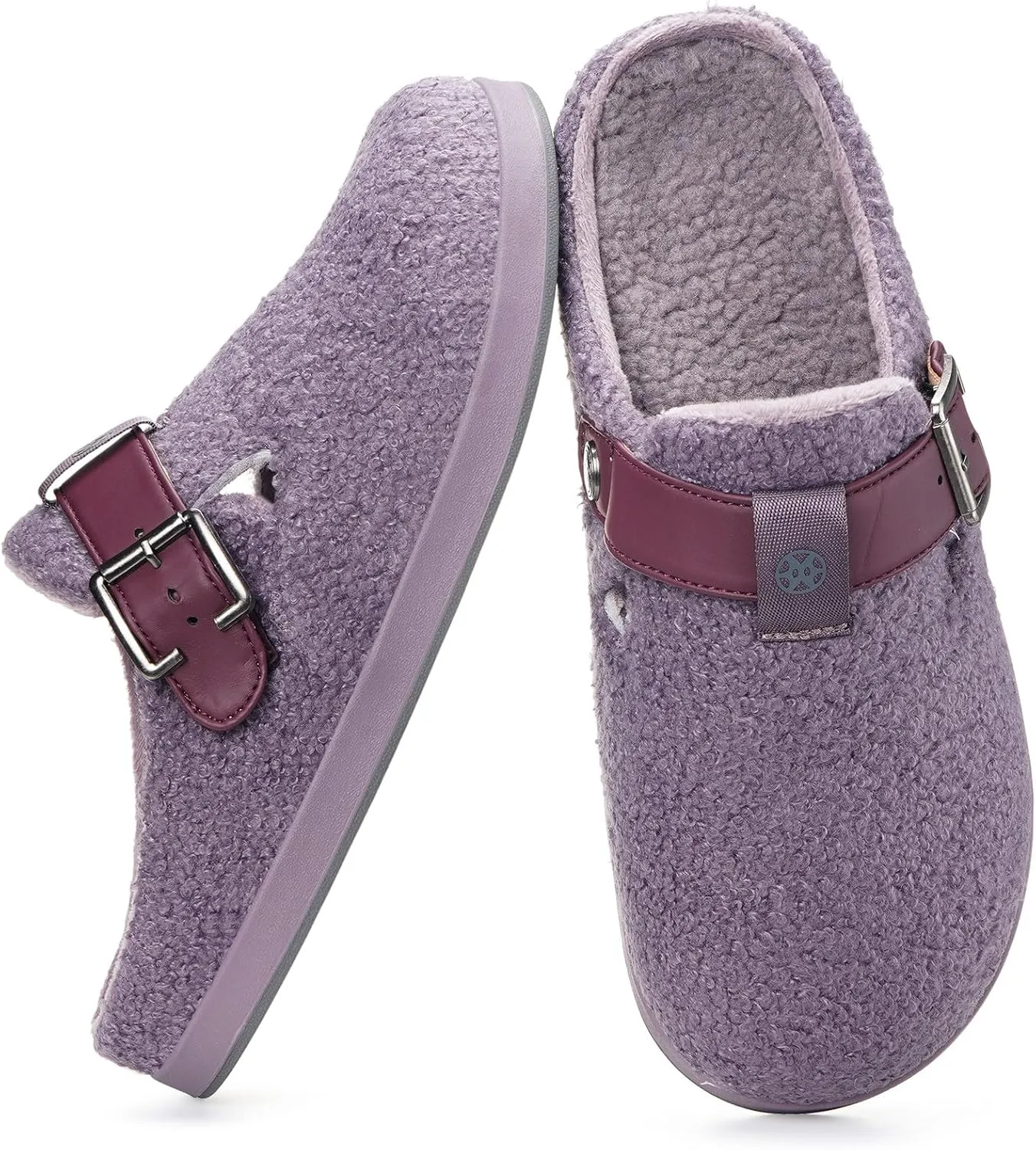 Hsyooes Women's Men's Fuzzy Slippers Orthotic Arch Support Fleece Lined House Slippers Comfy Winter Slip On Clogs for Plantar Fasciitis Indoor Outdoor with Adjustable Buckle