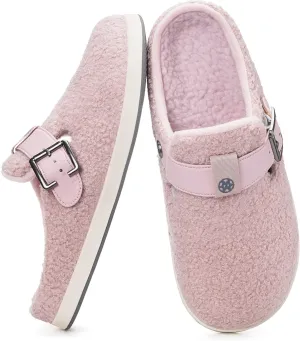 Hsyooes Women's Men's Fuzzy Slippers Orthotic Arch Support Fleece Lined House Slippers Comfy Winter Slip On Clogs for Plantar Fasciitis Indoor Outdoor with Adjustable Buckle
