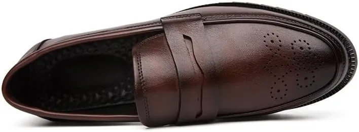 HuitJours Men Two Tone Colors Penny Loafer Slip On Pull on Dress Shoes Casual Boat Shoes Moccasins