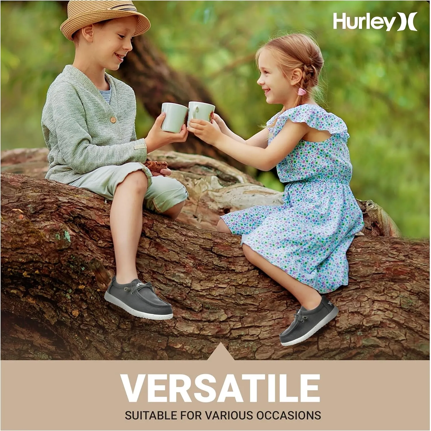 Hurley Kids Elastic Lace Loafers, Canvas Shoes for Boys & Girls - Comfortable, Durable, Stylish - Kid's Fashion Sneakers, Wide Toe Shoes for Everyday Wear