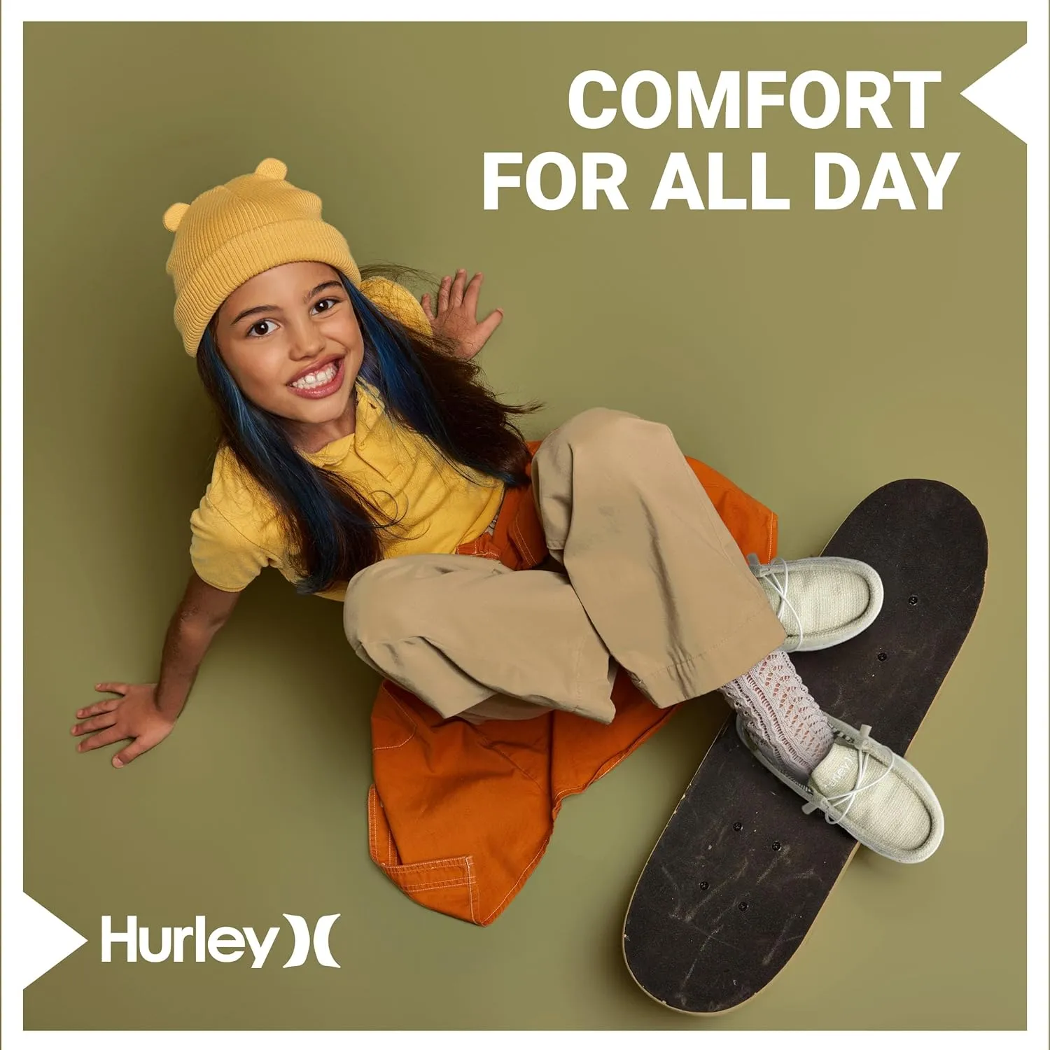 Hurley Kids Elastic Lace Loafers, Canvas Shoes for Boys & Girls - Comfortable, Durable, Stylish - Kid's Fashion Sneakers, Wide Toe Shoes for Everyday Wear