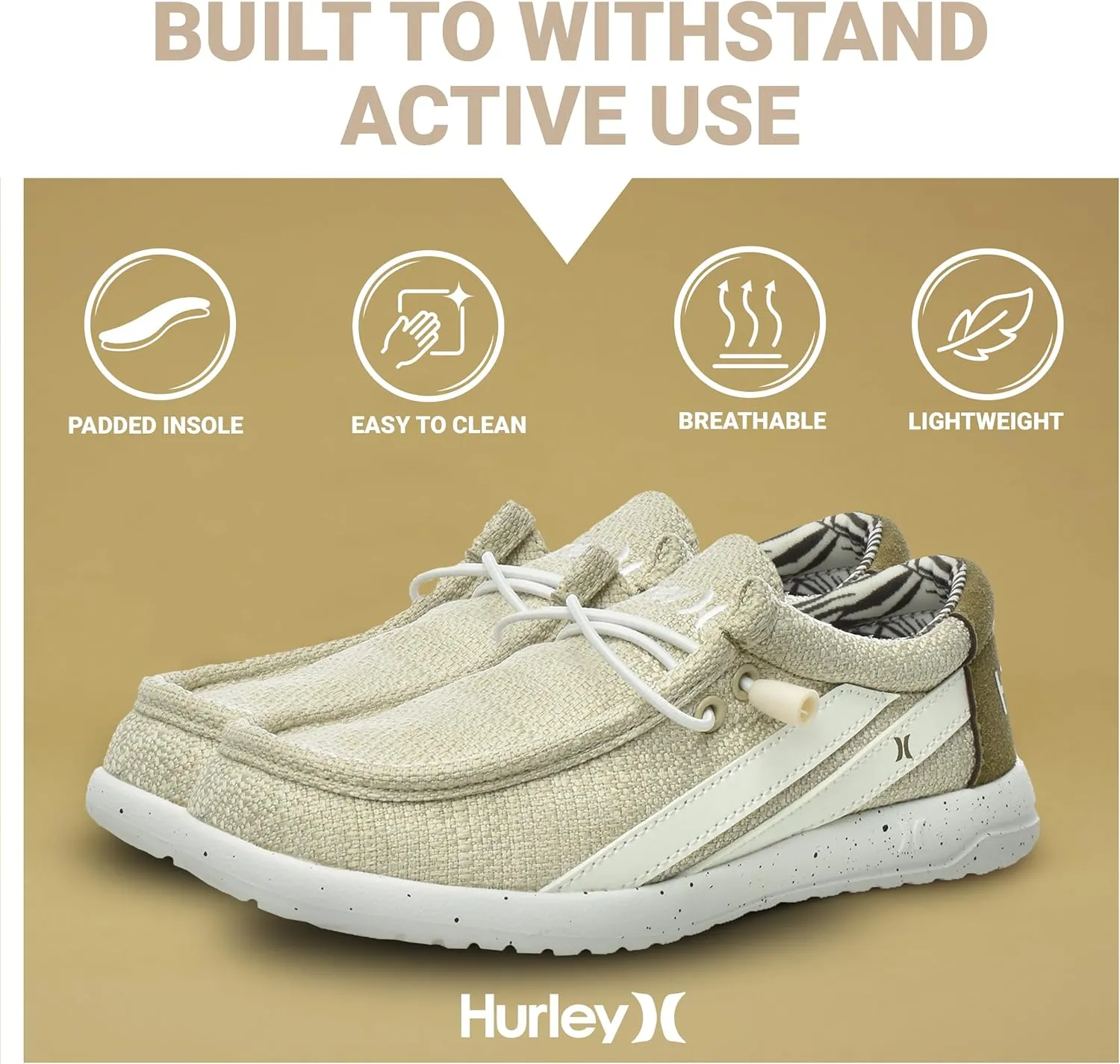 Hurley Kids Elastic Lace Loafers, Canvas Shoes for Boys & Girls - Comfortable, Durable, Stylish - Kid's Fashion Sneakers, Wide Toe Shoes for Everyday Wear
