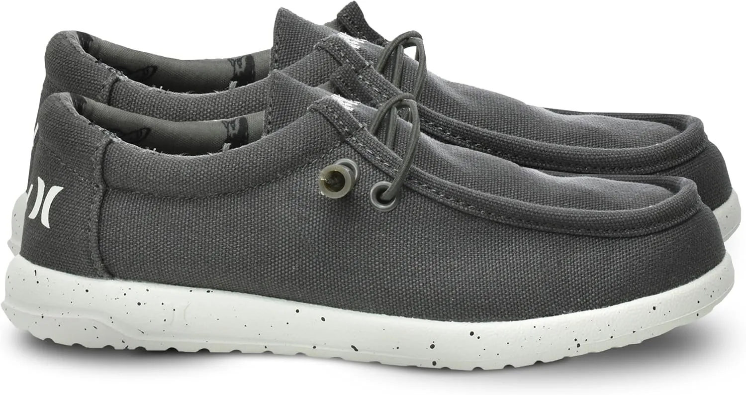 Hurley Kids Elastic Lace Loafers, Canvas Shoes for Boys & Girls - Comfortable, Durable, Stylish - Kid's Fashion Sneakers, Wide Toe Shoes for Everyday Wear