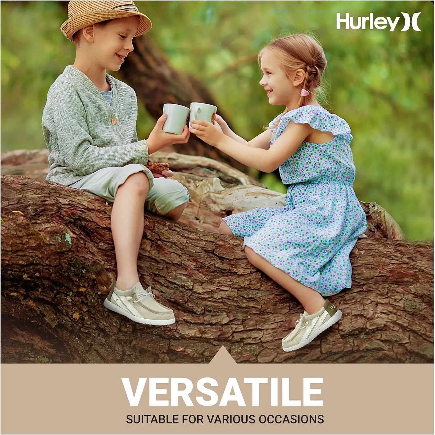 Hurley Kids Elastic Lace Loafers, Canvas Shoes for Boys & Girls - Comfortable, Durable, Stylish - Kid's Fashion Sneakers, Wide Toe Shoes for Everyday Wear
