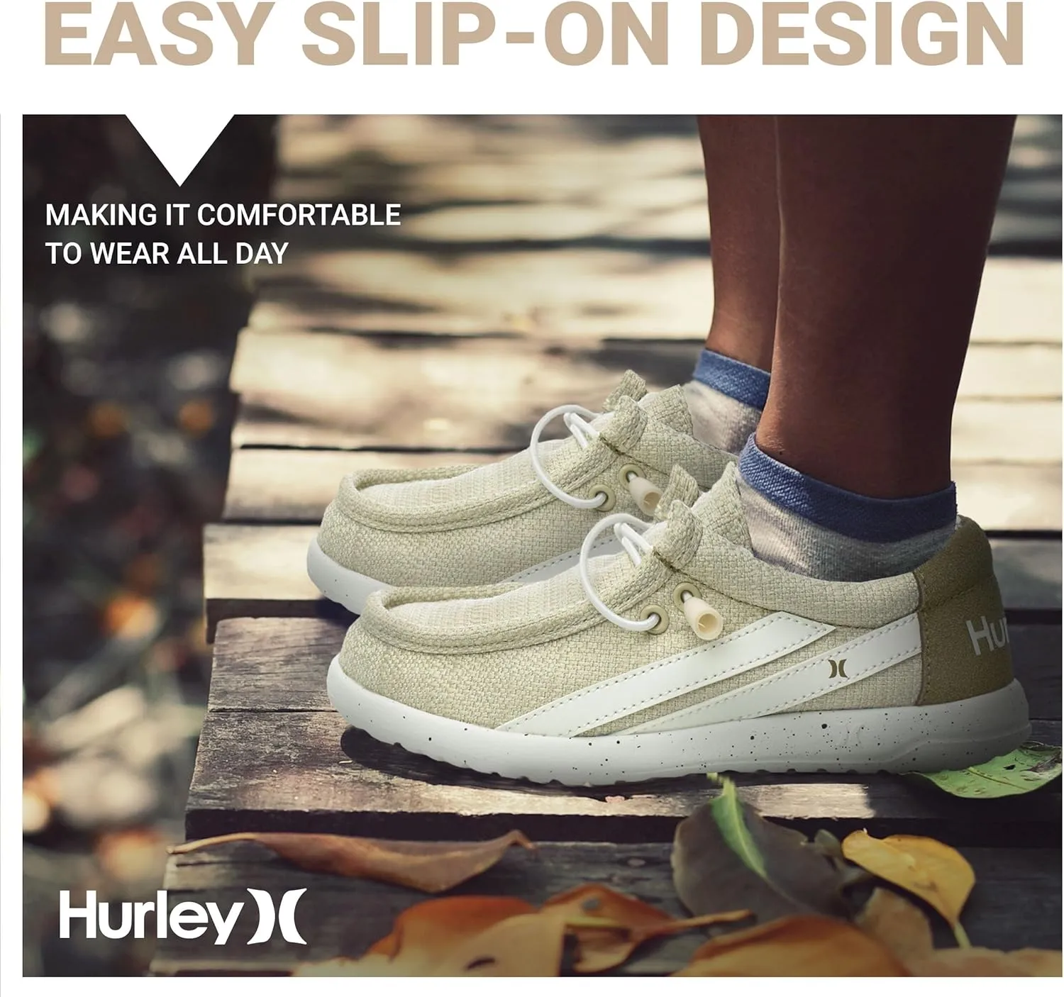Hurley Kids Elastic Lace Loafers, Canvas Shoes for Boys & Girls - Comfortable, Durable, Stylish - Kid's Fashion Sneakers, Wide Toe Shoes for Everyday Wear