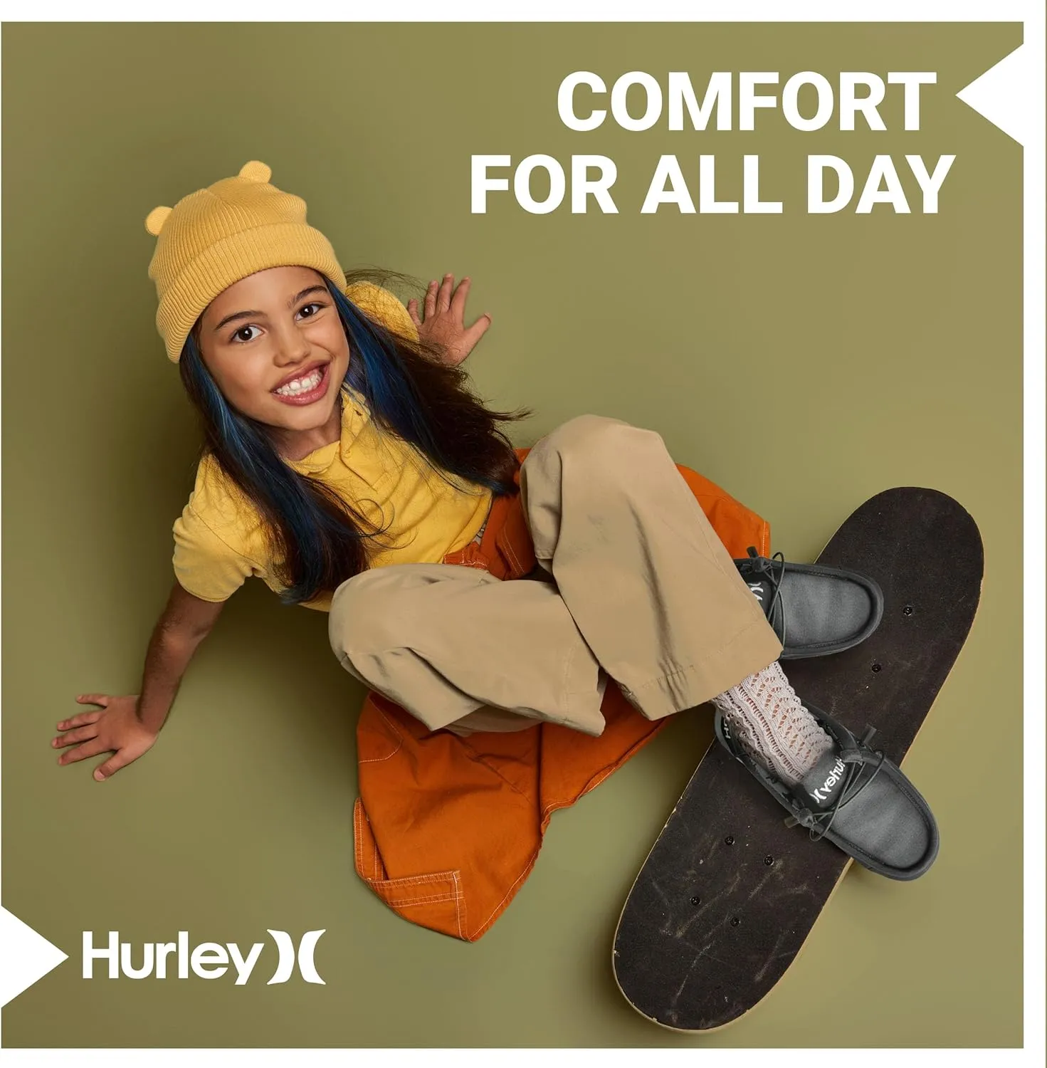 Hurley Kids Elastic Lace Loafers, Canvas Shoes for Boys & Girls - Comfortable, Durable, Stylish - Kid's Fashion Sneakers, Wide Toe Shoes for Everyday Wear