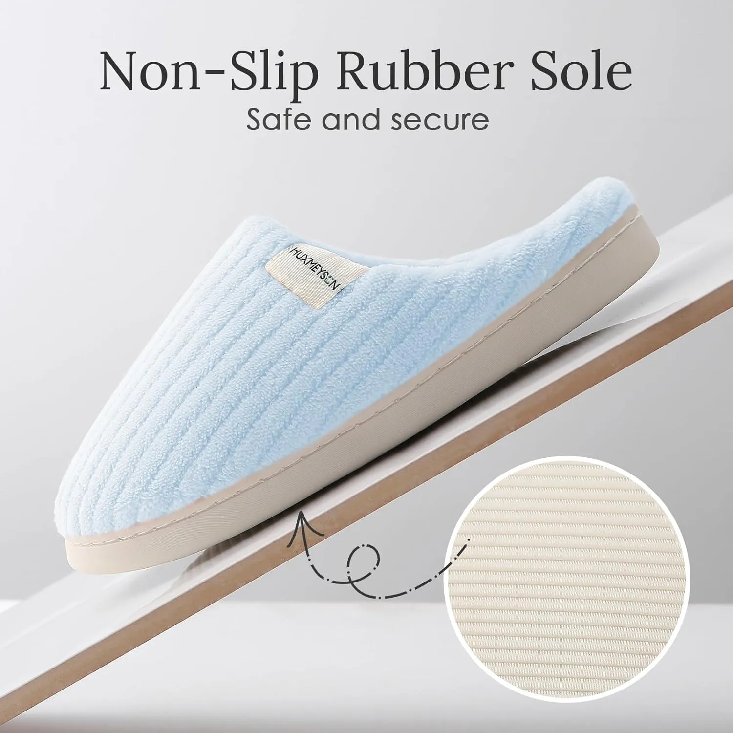 HUXMEYSON Slippers for Women, Warm Memory Foam Comfy House Slippers with Anti-Skid Rubber Sole for Indoor and Outdoor