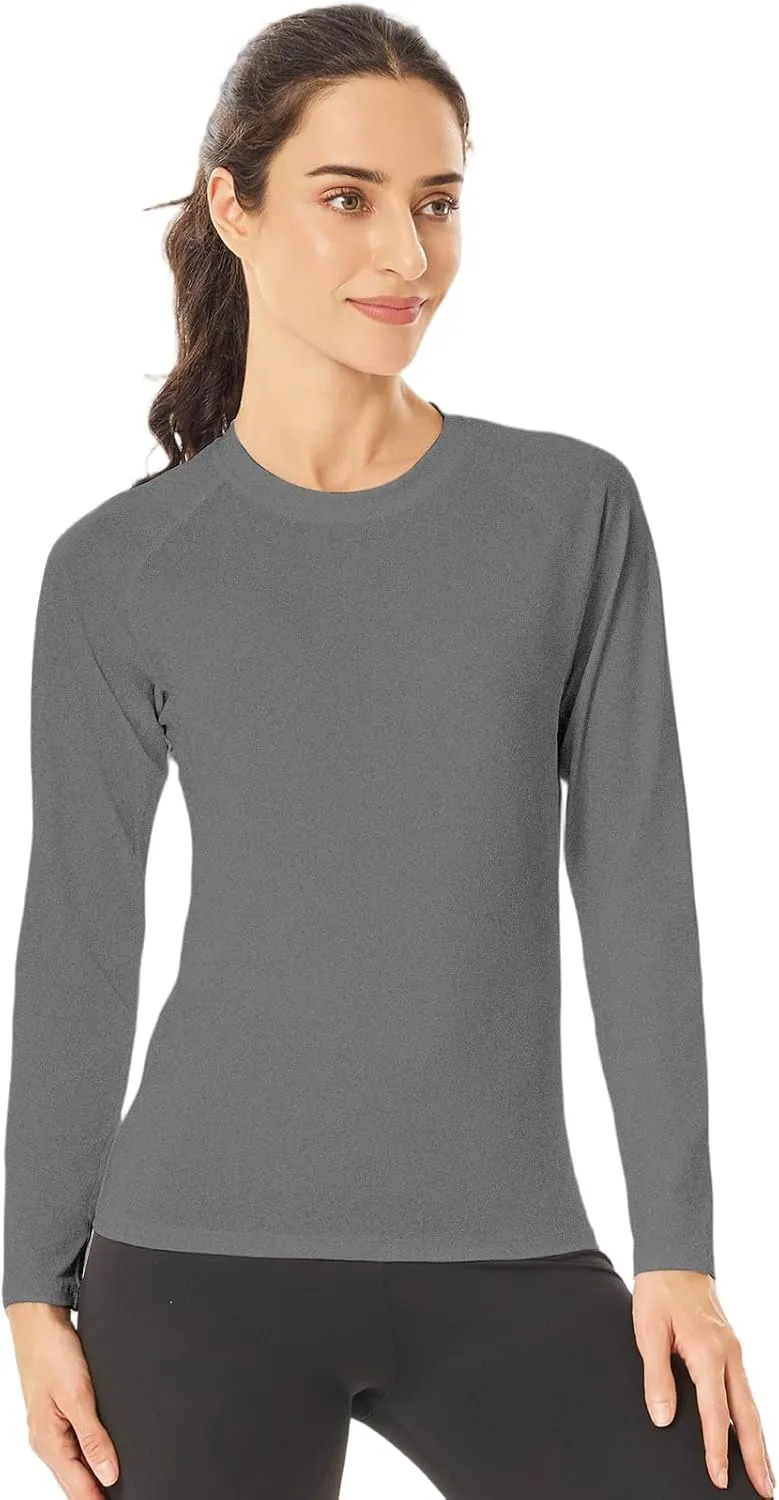 HYCOPROT 4 Pack Women's Compression Shirt Long Sleeve Workout Tops Quick Dry Baselayer Athletic T Shirt Gym Yoga Running