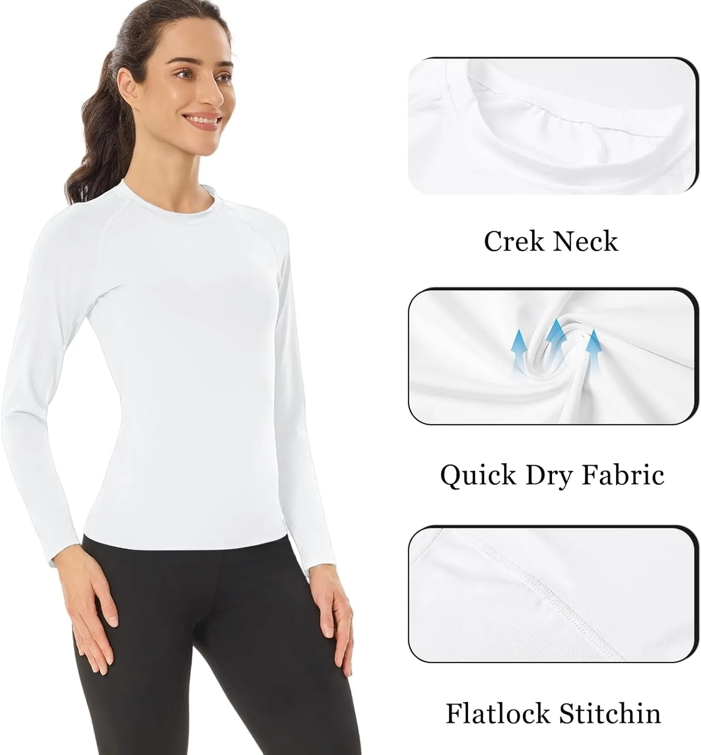 HYCOPROT 4 Pack Women's Compression Shirt Long Sleeve Workout Tops Quick Dry Baselayer Athletic T Shirt Gym Yoga Running