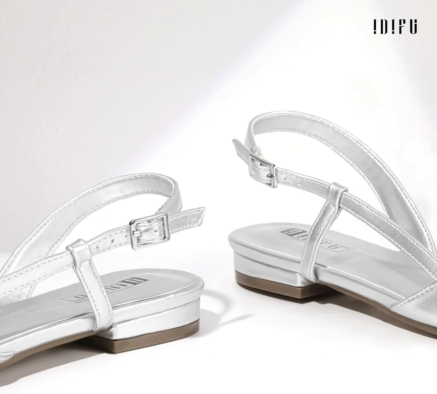 IDIFU Slingback Flats for Women Pointed Toe Ballet Flats Shoes Women Dressy Comfortable Casual Flat Dress Shoes for Women Office Work Wedding Bridal Cute Fashion Slip on Buckle Flats