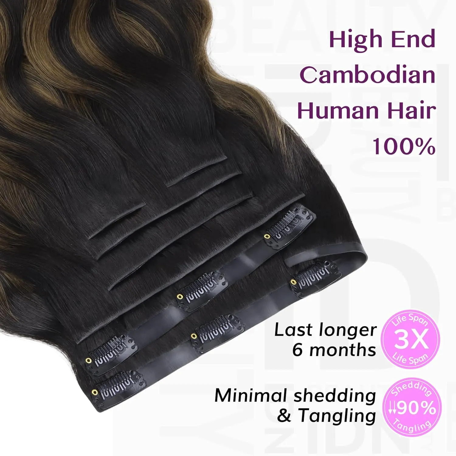 IDN BEAUTY 5 2 Invisi Edge Seamless Clip in Hair Extensions Human Hair, Body Wave Balayage Natural Black to Brown 14 Inch 100g 5pcs Invisible Edge & 2pcs Seamless Clip ins for Black Women No Leave Out